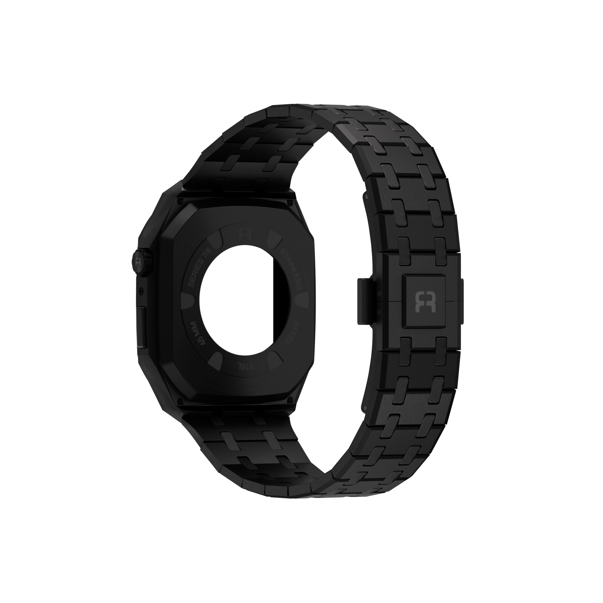 Reqior Apple Watch 45mm Case with Steel Strap (Black)