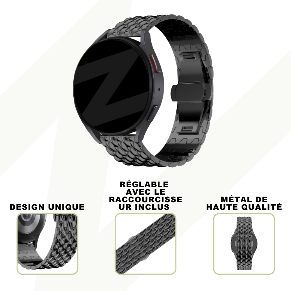Bandz Bracelet acier 'Dragon' Coros Apex 46mm (noir)