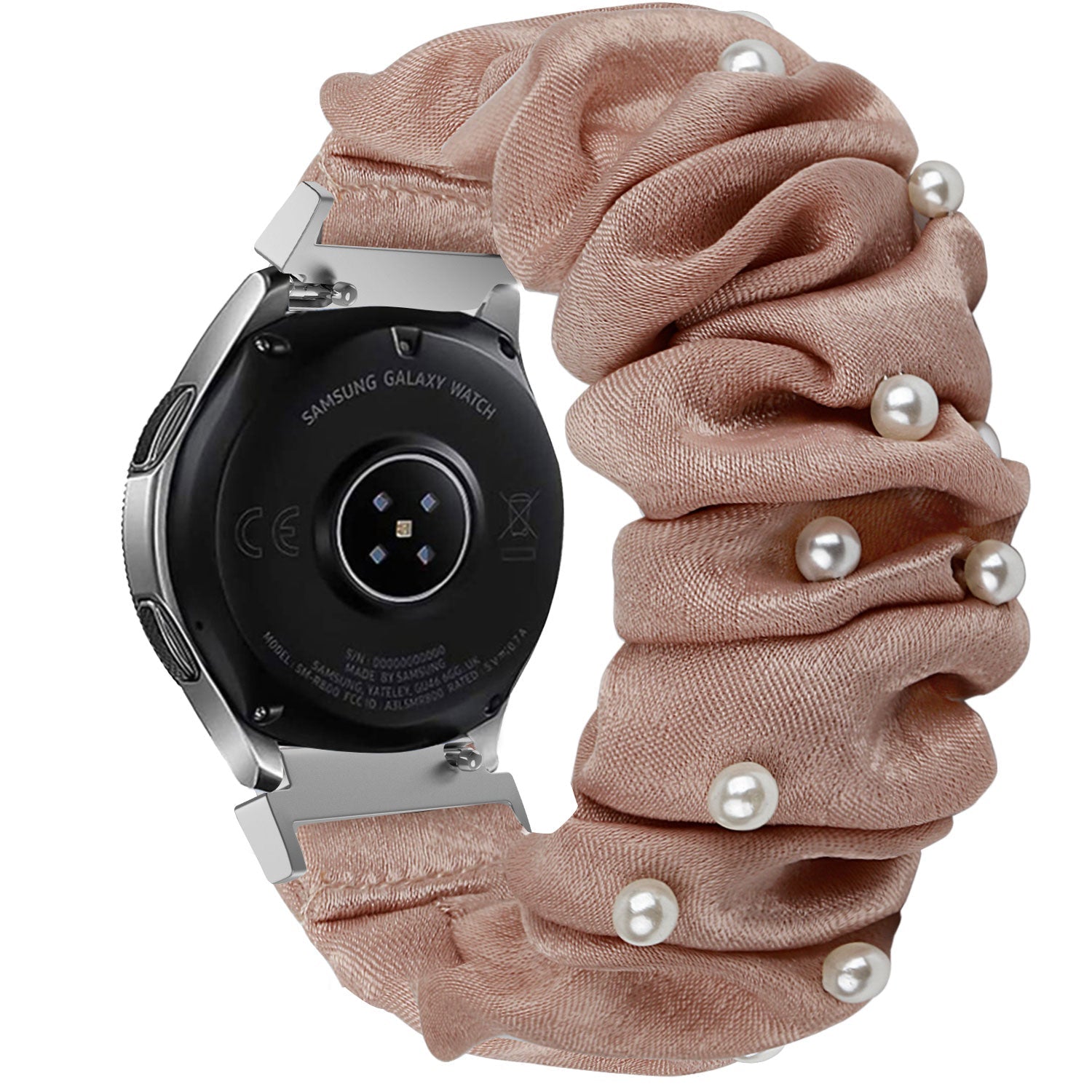 Samsung Galaxy Watch 6 - 44mm Scrunchie Strap (Beige with Pearls)