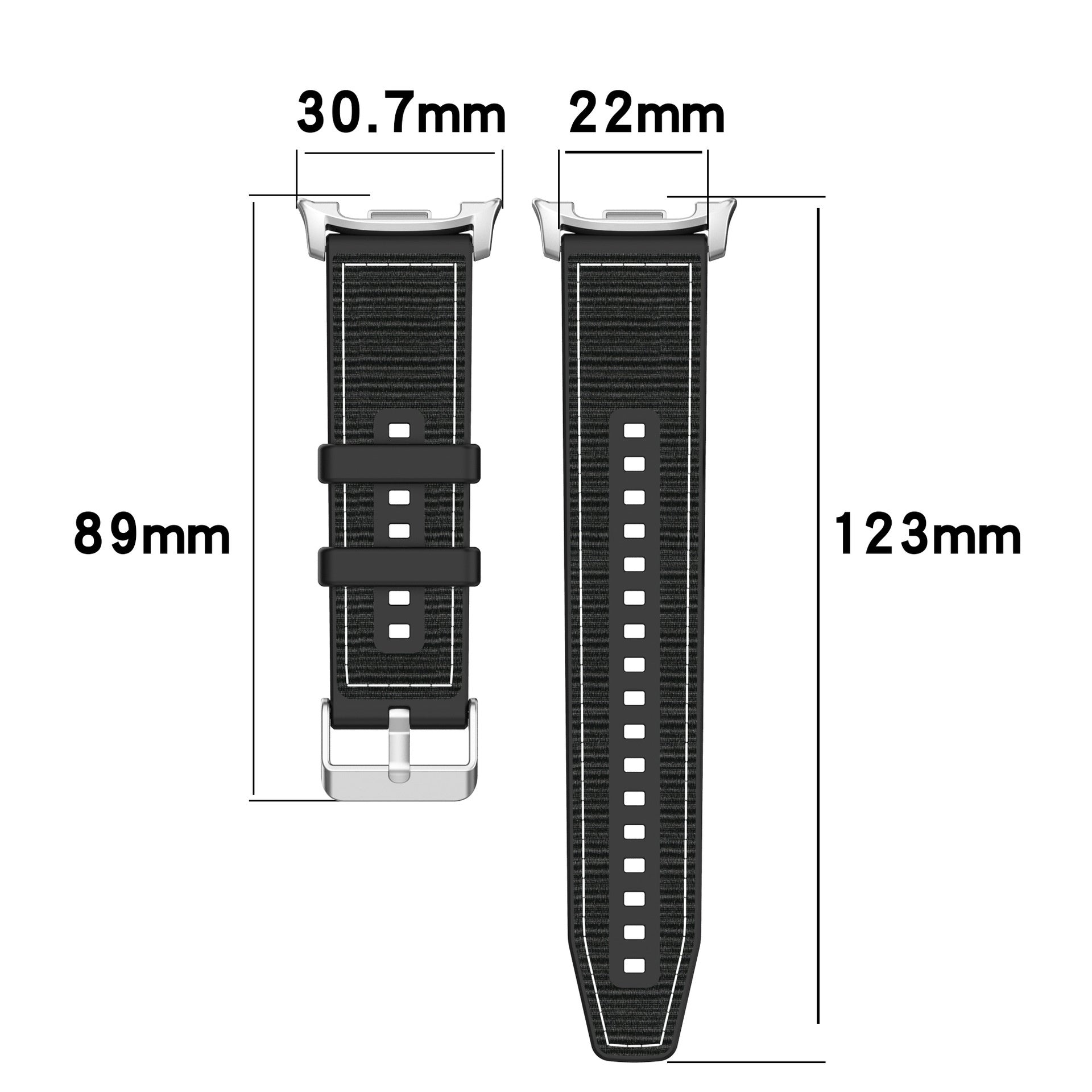 Bracelet nylon hybride Samsung Galaxy Watch 8 - 44mm (noir)