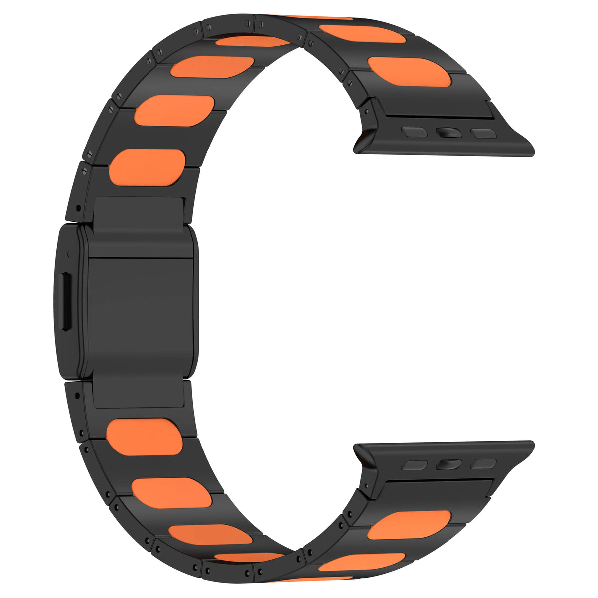 Bracelet acier hybride raffiné Apple Watch Ultra (noir/orange)