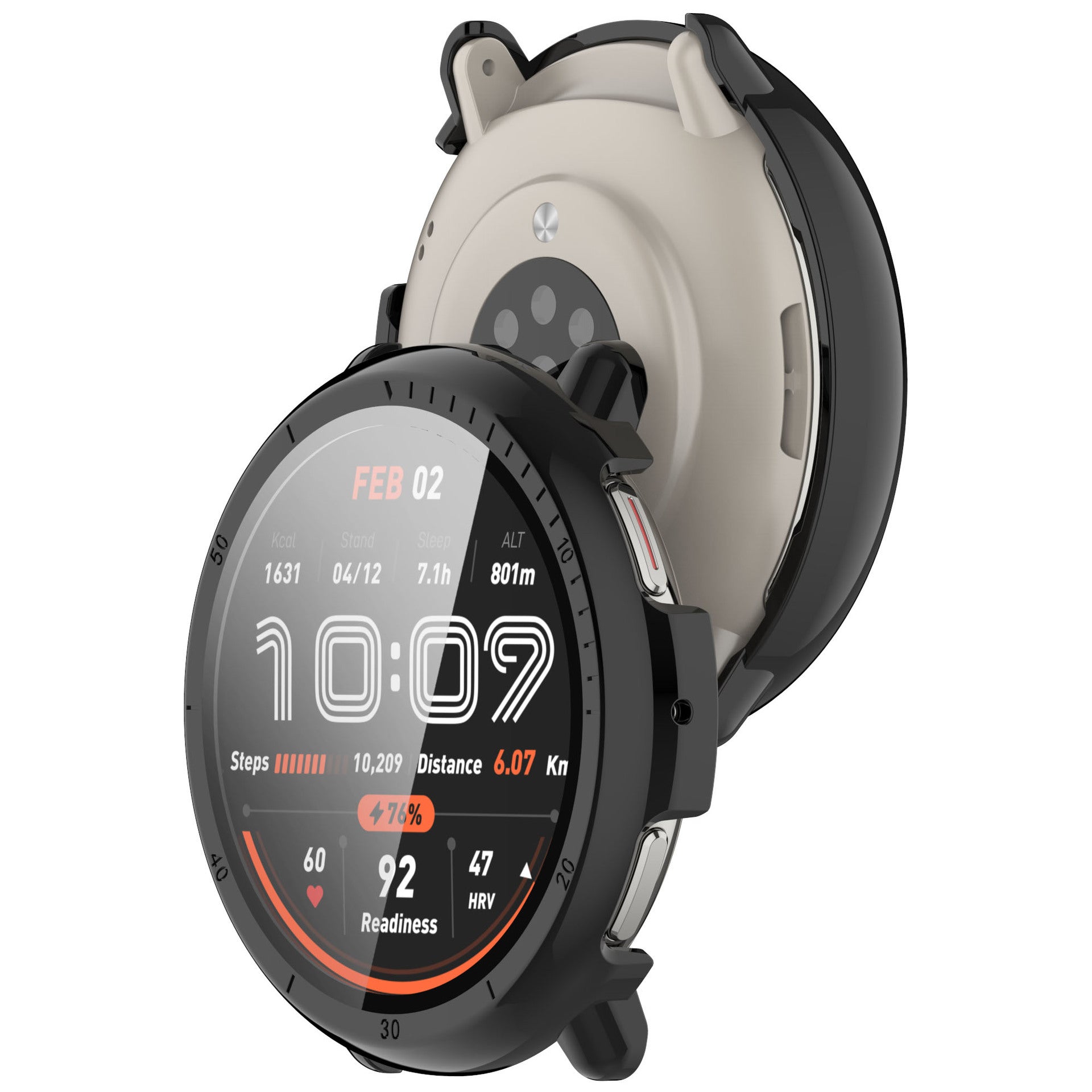 Coque rigide avec verre Amazfit Active 2 (noir)