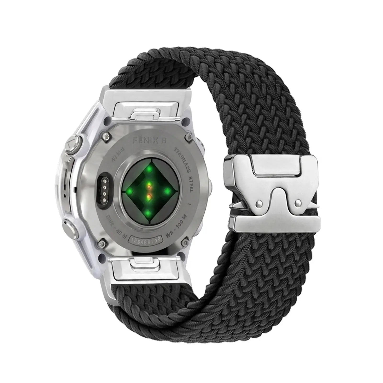 Bracelet tressé boucle en P Garmin Instinct (noir avec argent)