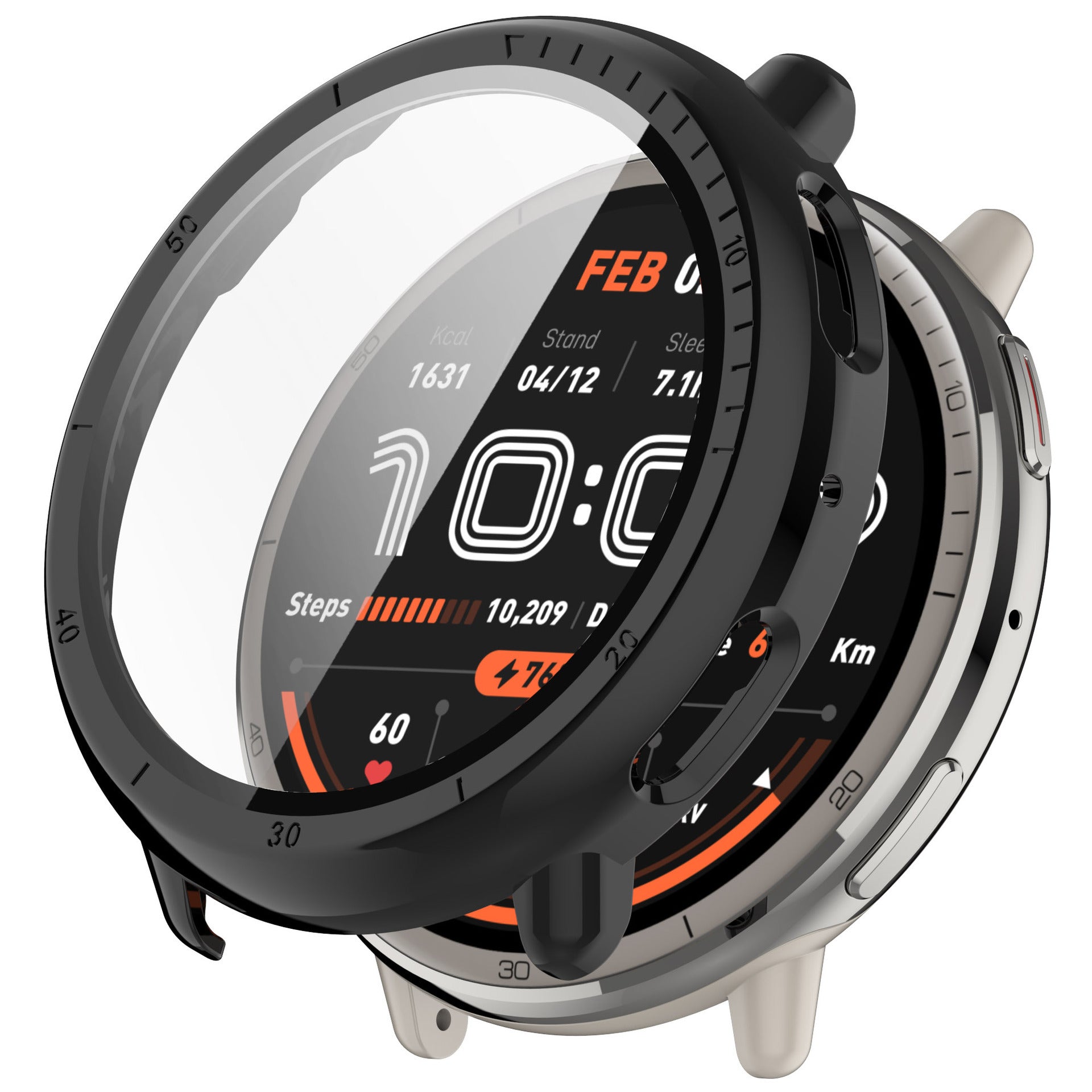 Coque rigide avec verre Amazfit Active 2 (noir)