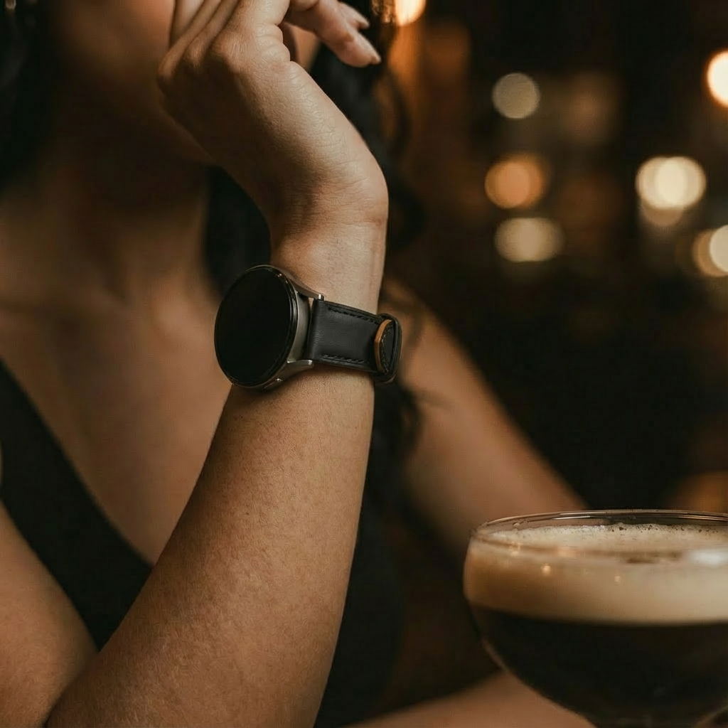 Bracelet cuir 'réglage fin' Samsung Galaxy Watch 5 - 44mm (noir)