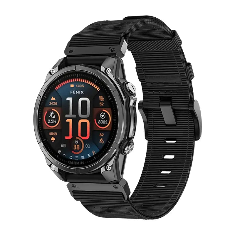Bracelet nylon premium avec boucle Garmin Fenix 8 - 47mm (noir)