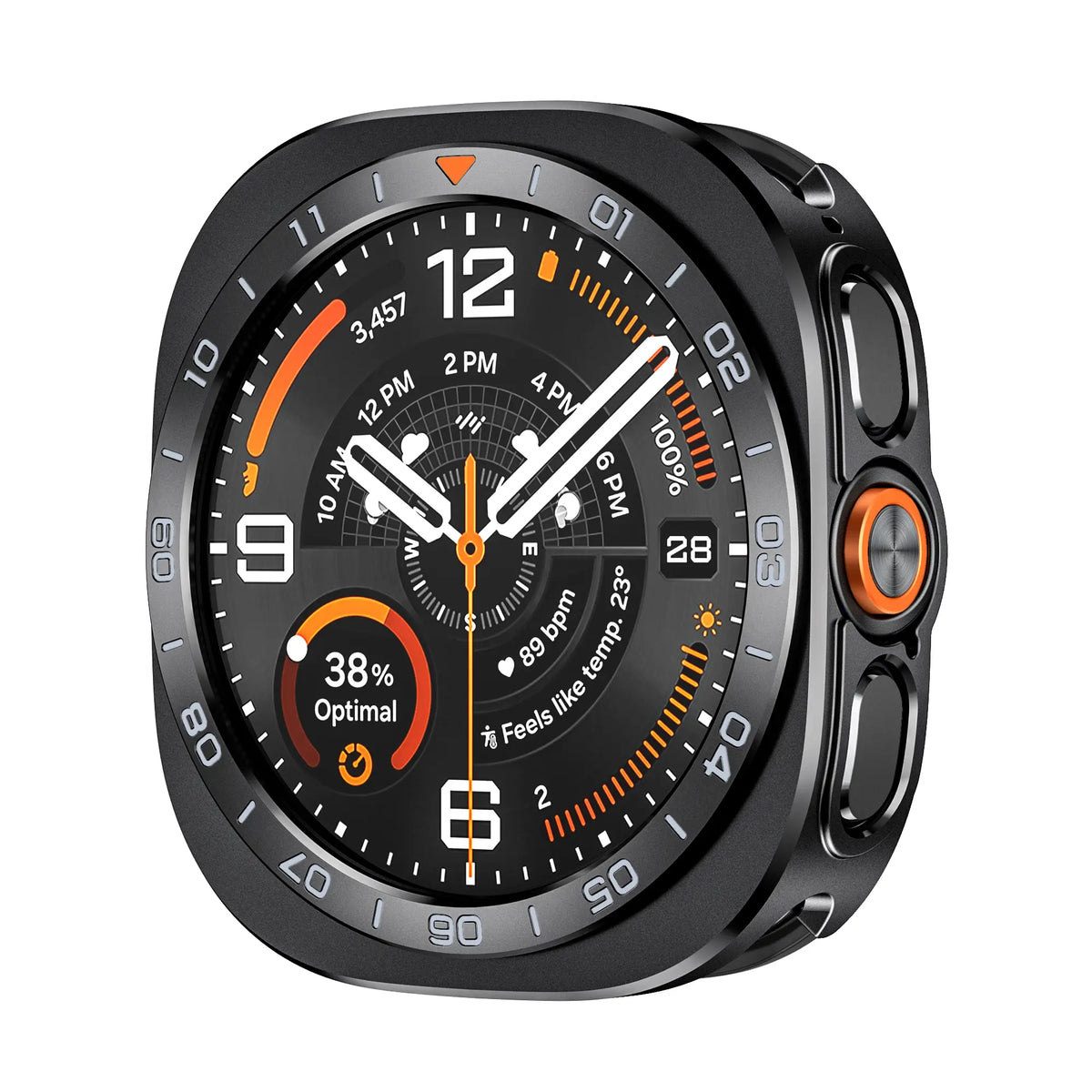 Samsung Galaxy Watch Ultra 2 Metal Case with Bezel (Black/Orange)