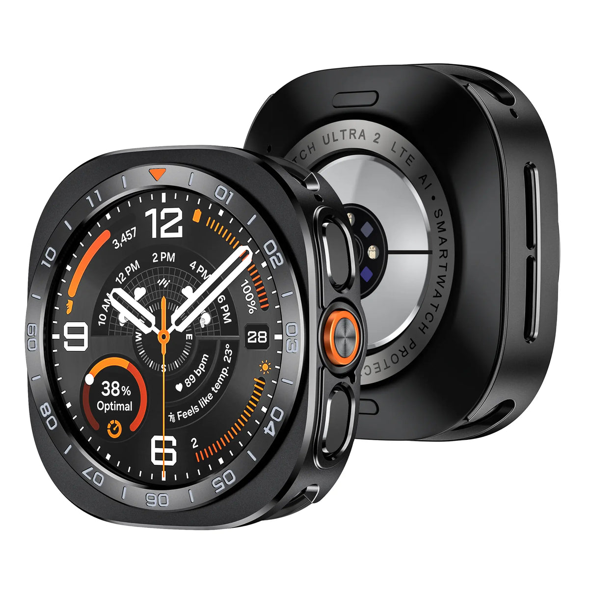 Samsung Galaxy Watch Ultra 2 Metal Case with Bezel (Black/Orange)