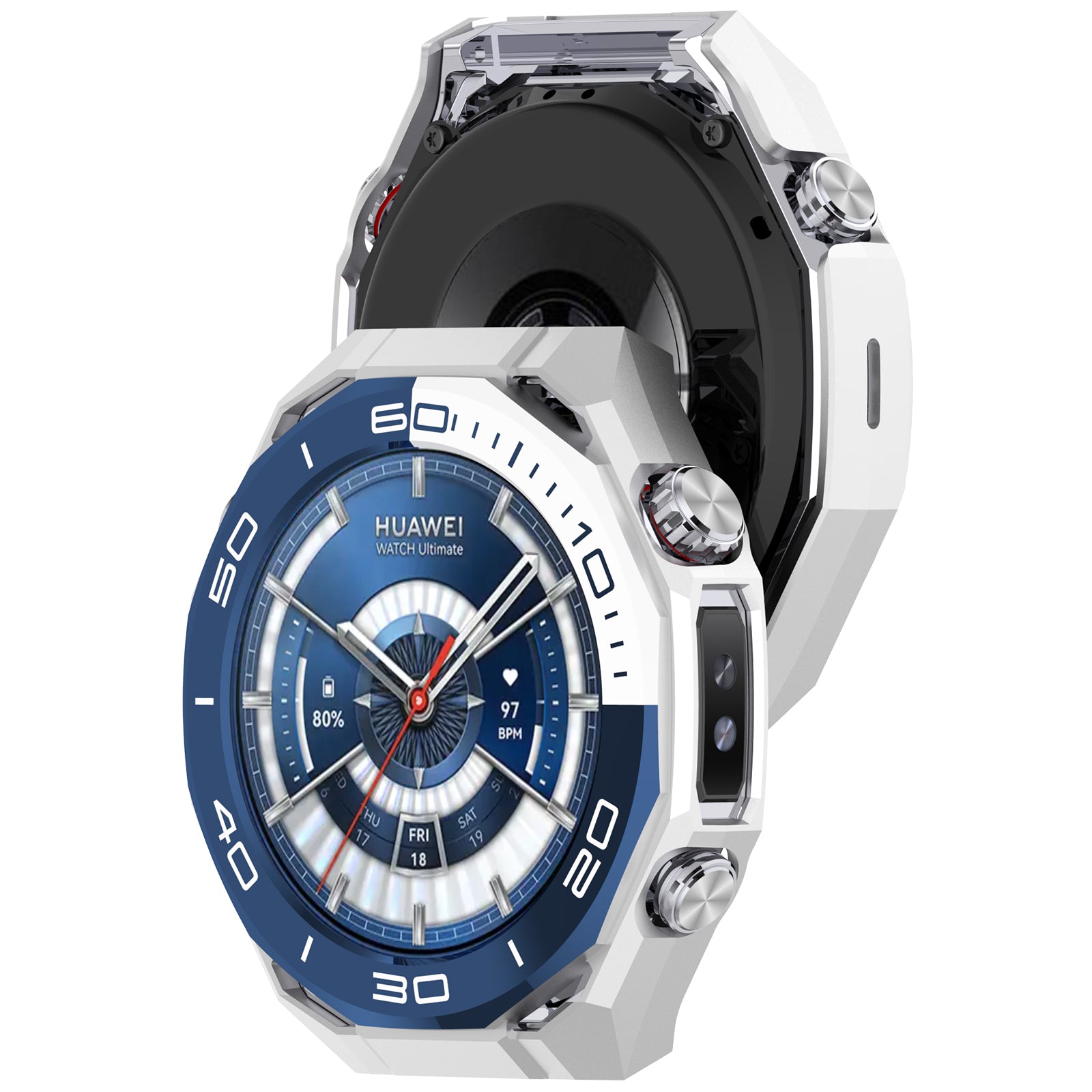 Coque PC avec verre Huawei Watch Ultimate 2 (blanc/bleu)