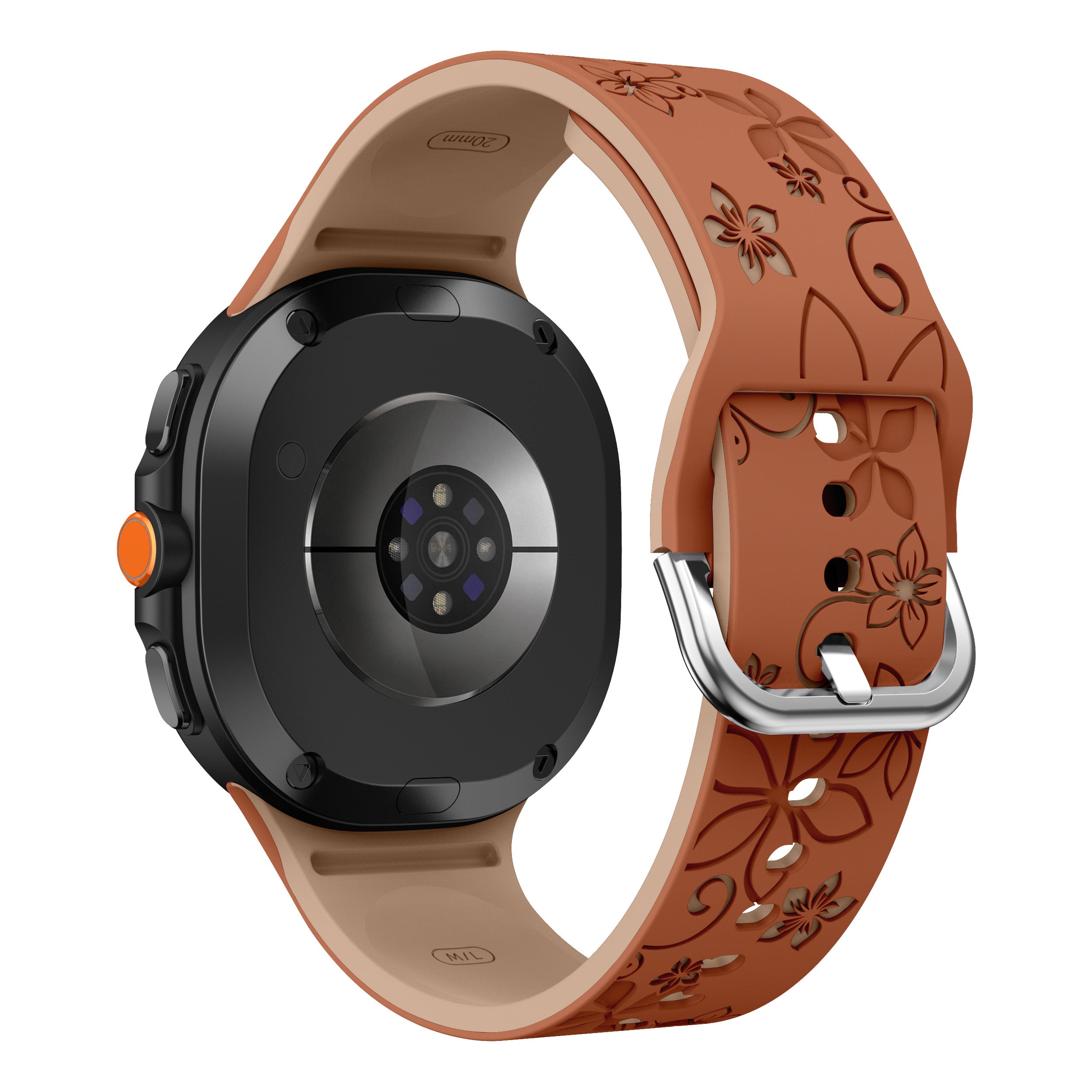 Bracelet silicone avec fleurs Samsung Galaxy Watch 8 - 44mm (marron/beige)