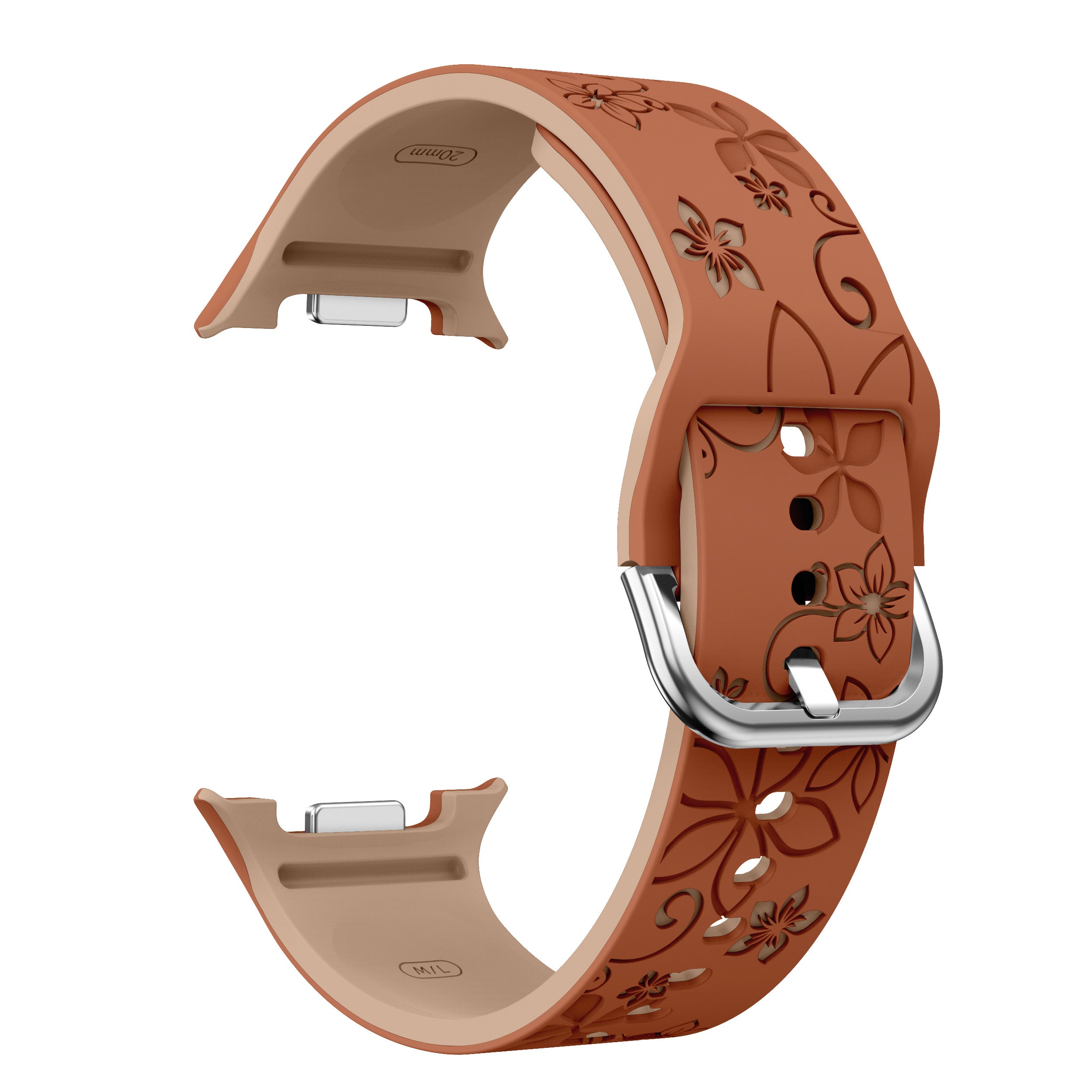 Bracelet silicone avec fleurs Samsung Galaxy Watch 8 Classic (marron/beige)