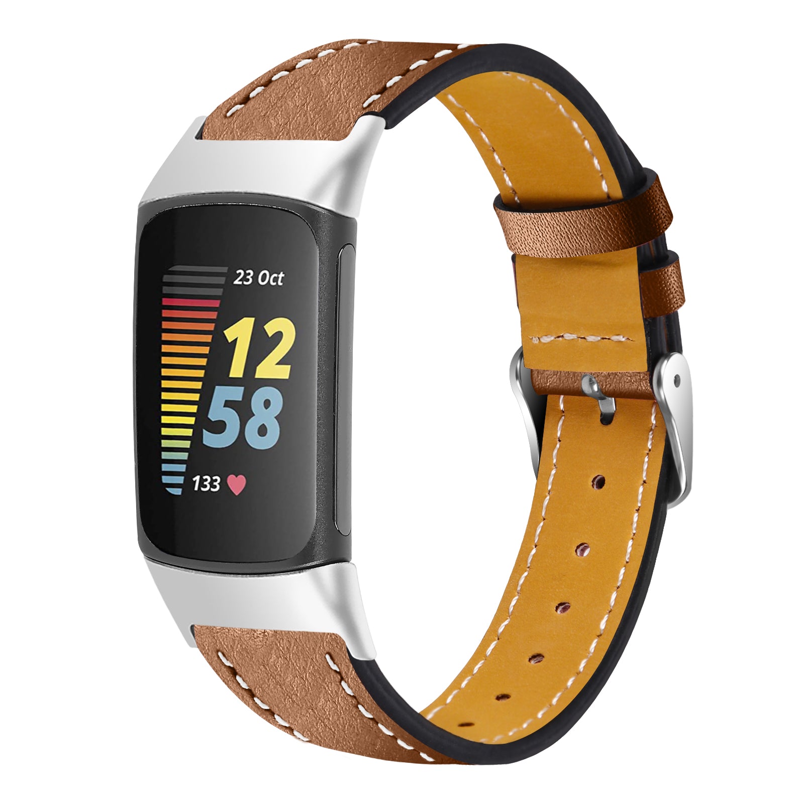 Bracelet cuir moderne Fitbit Charge 5 (brun)