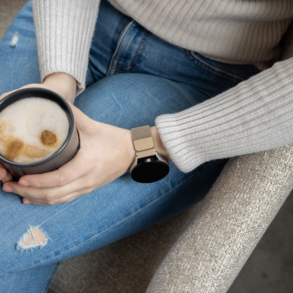 Bracelet milanais Withings ScanWatch Nova (champagne or)