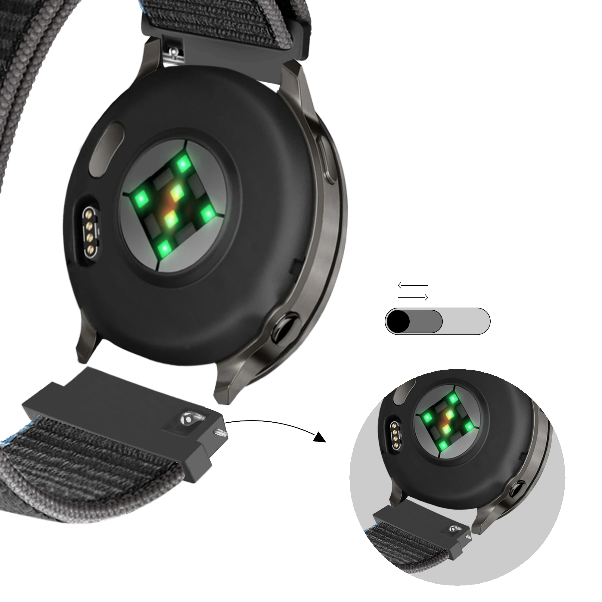 Bandz Garmin Forerunner 255 Nylon Loop Strap (Charcoal)