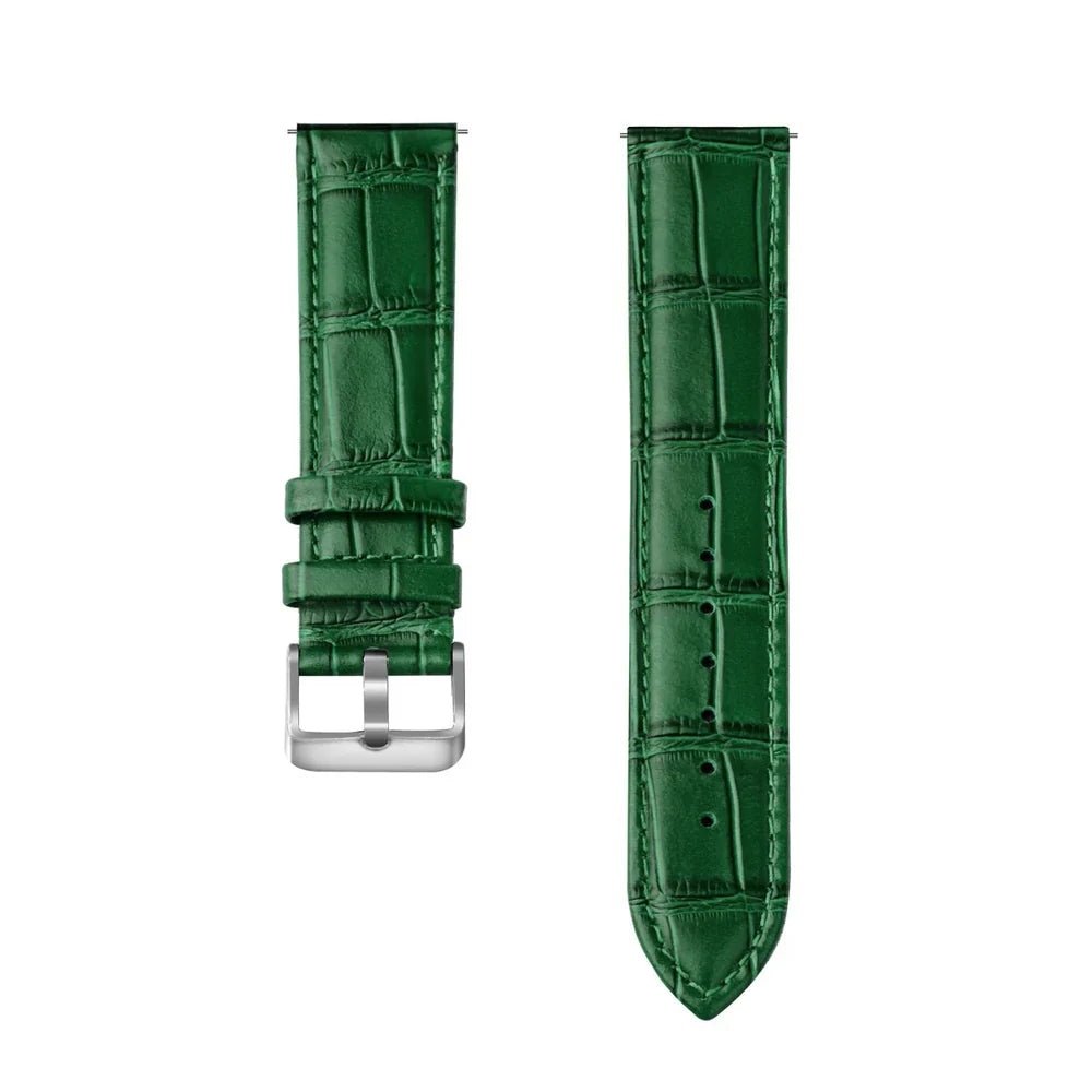 Bracelet cuir crocodile granulé Withings ScanWatch Nova (vert)