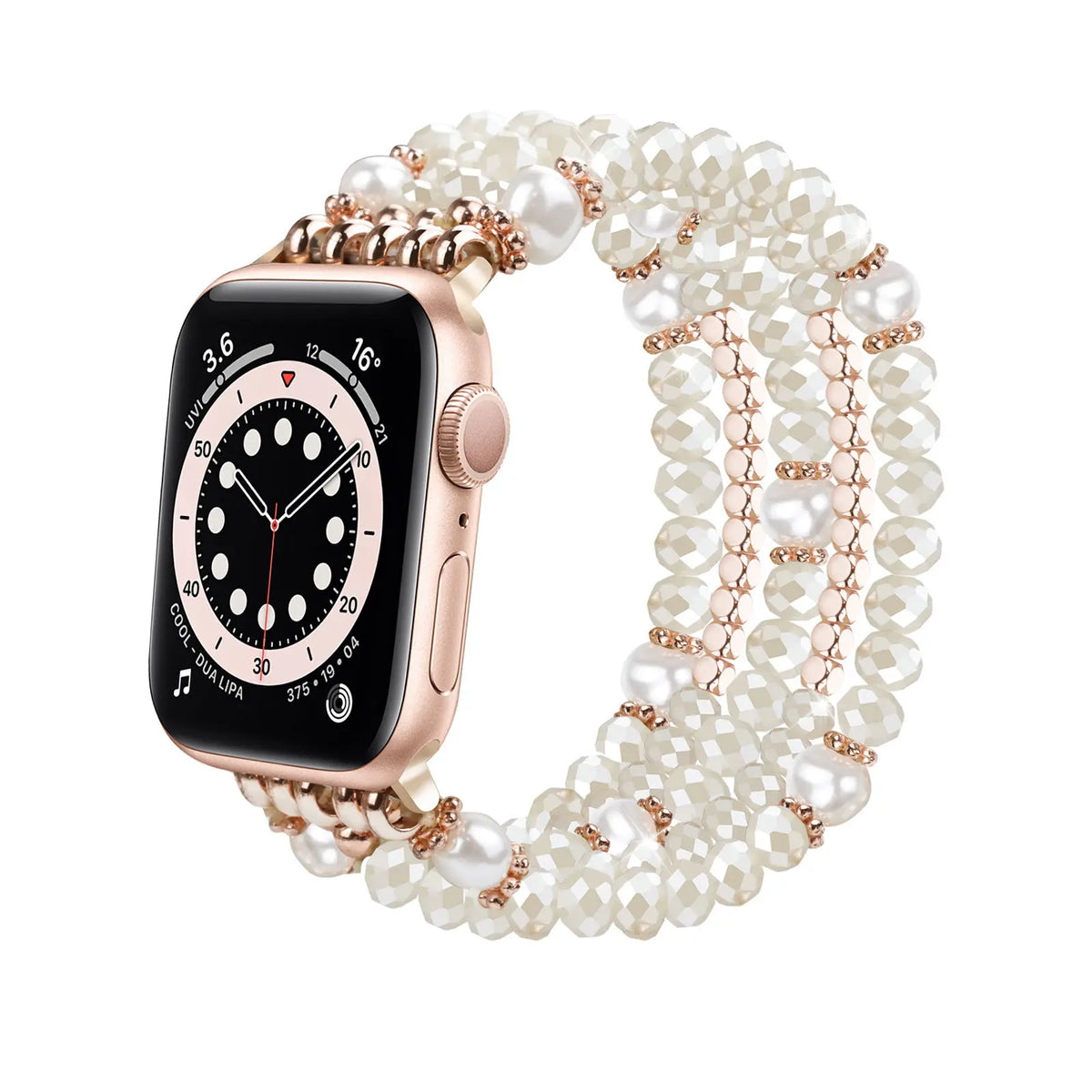 Bracelet en cristal perlé Apple Watch (crème)
