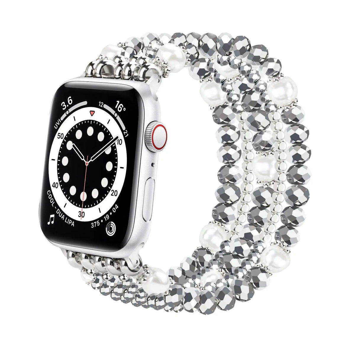 Bracelet en cristal perlé Apple Watch (argent)