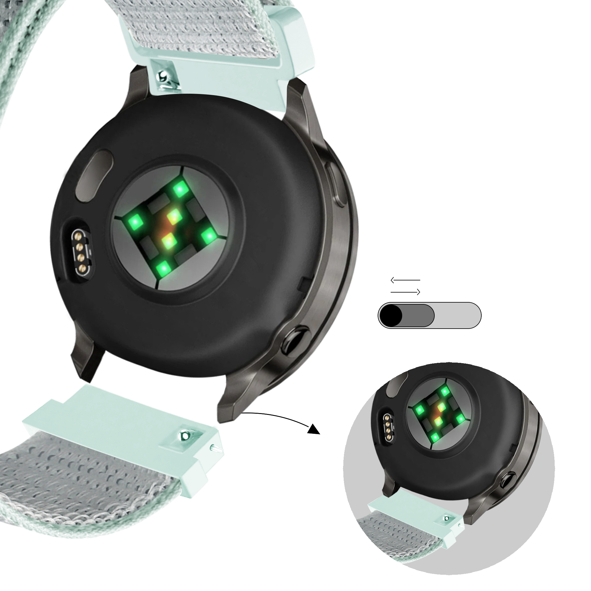 Bandz Bracelet nylon Loop Garmin Vivoactive 4s (bleu clair)