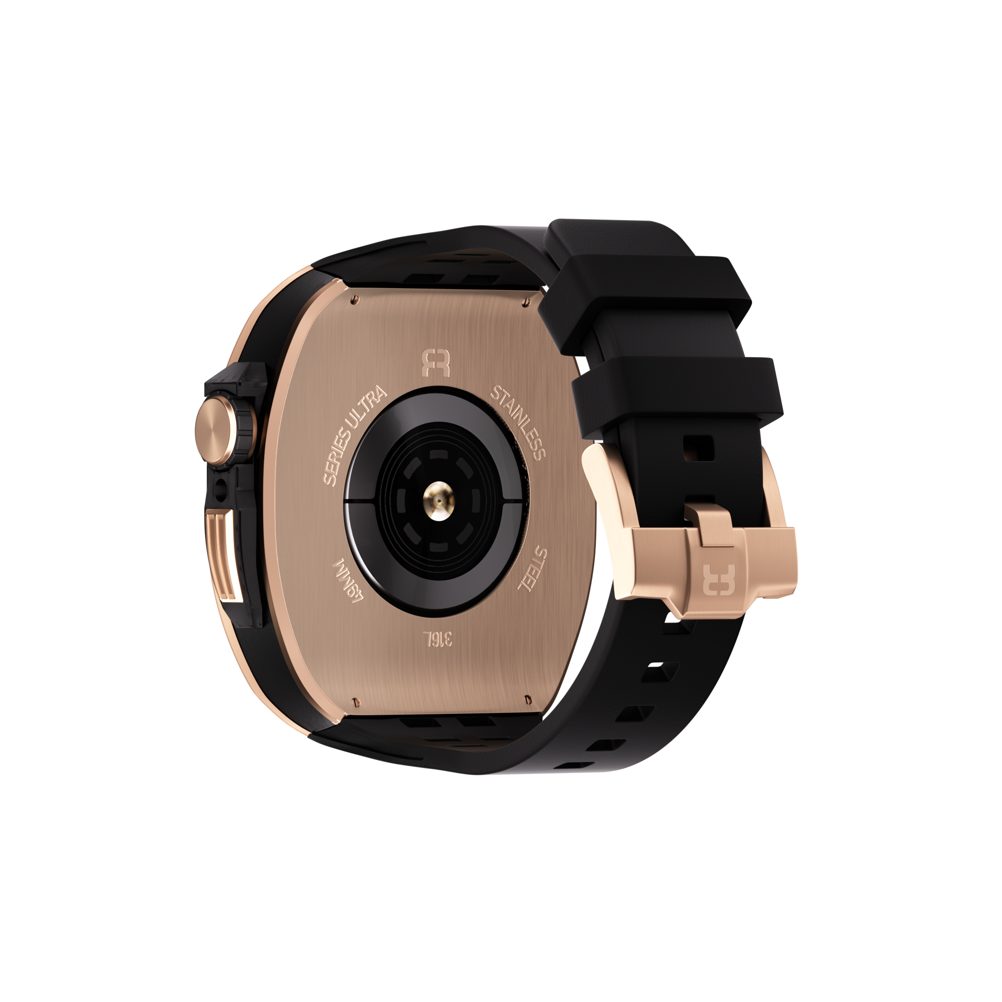 Reqior Apple Watch 45mm Polymer and Metal Case with Rubber Strap (Rose Gold)