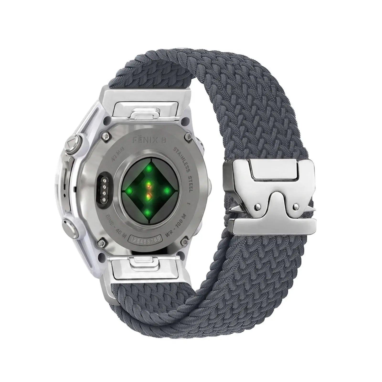Bracelet tressé boucle en P Garmin Instinct (gris foncé avec argent)