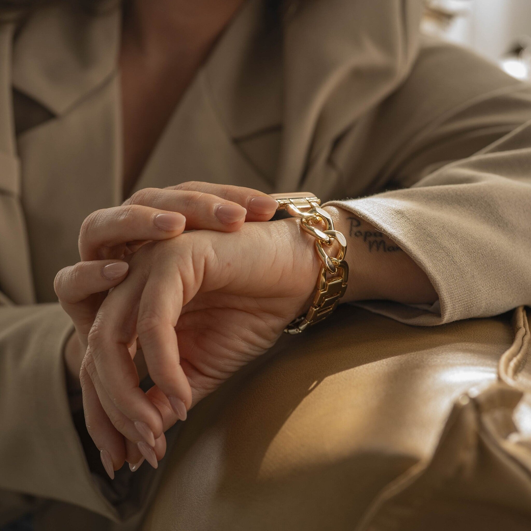 Bracelet chaîne en acier Apple Watch (or)