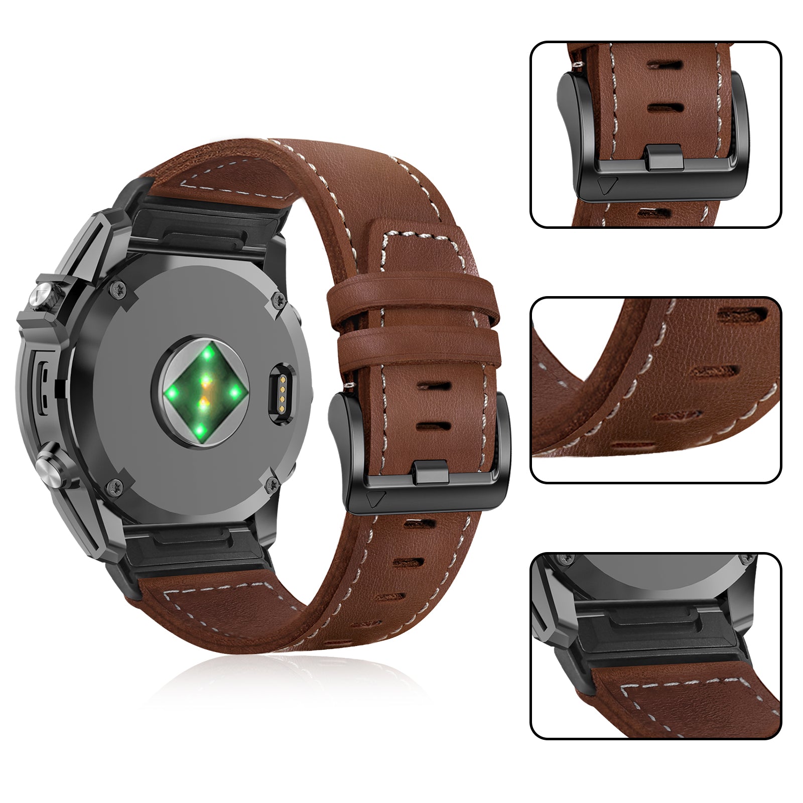 Bracelet cuir premium Garmin Fenix 7 (marron foncé)
