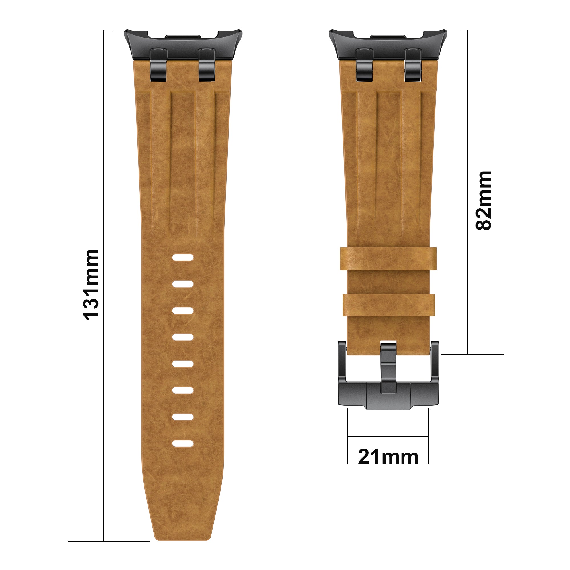 Bracelet cuir solide Samsung Galaxy Watch 8 - 44mm (marron)