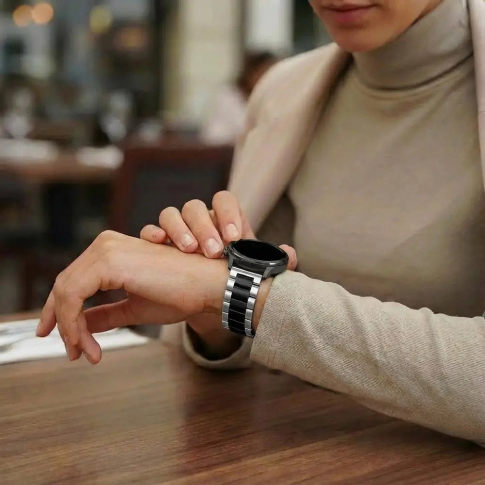 Bandz Garmin Vivoactive 6 Steel Strap 'Classic' (Silver-Black)