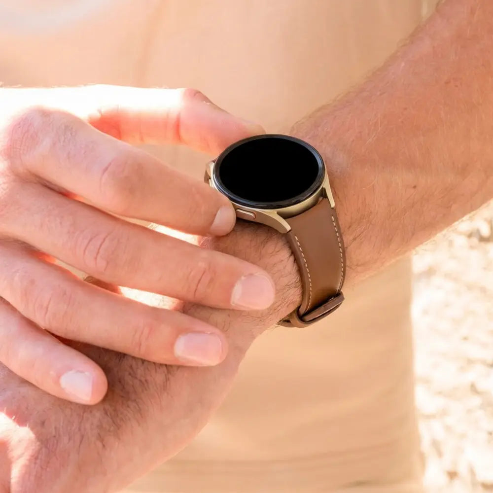 Bandz Bracelet cuir 'Easy Fit' Pebble Round 2 - 20mm (marron)