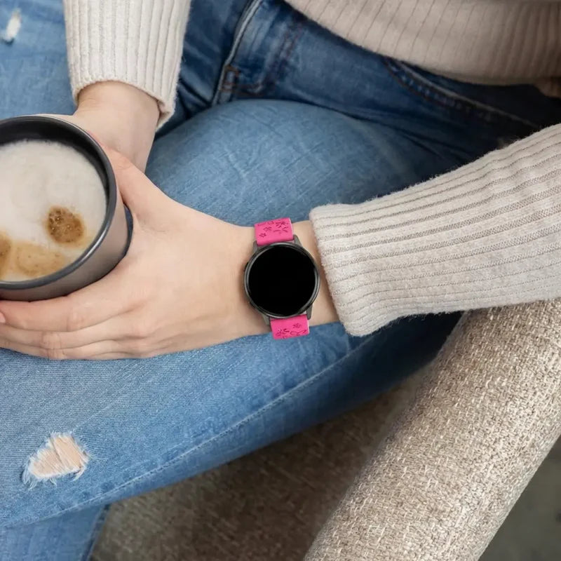 Bandz Bracelet silicone 'Fleurs' Garmin D2 Air X10 (rose vif/lumière stellaire)