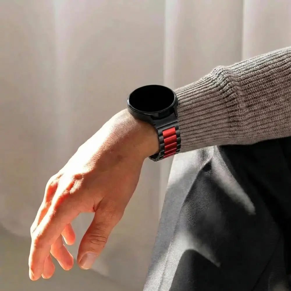 Samsung Galaxy Watch 7 - 40mm Steel Strap Perfect Fit (Black-Red)