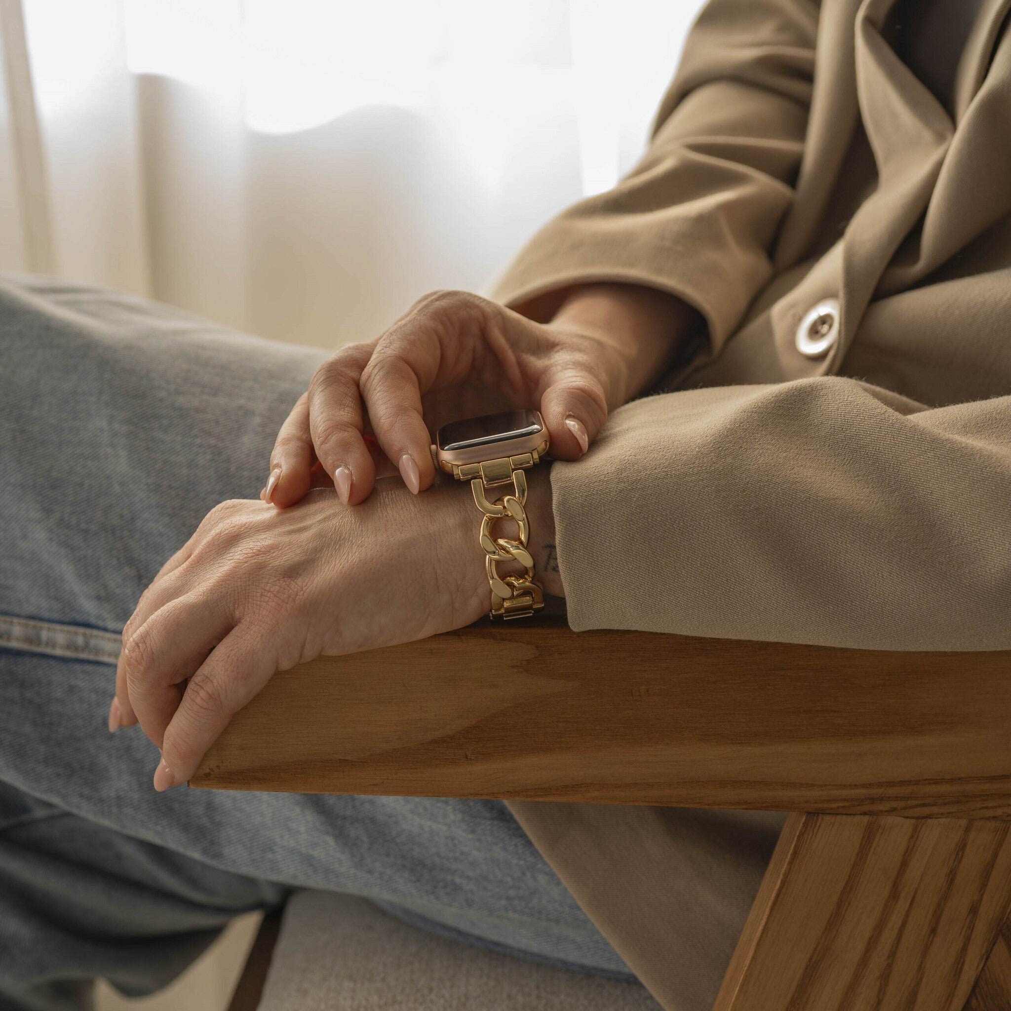 Bracelet chaîne en acier Apple Watch (or)