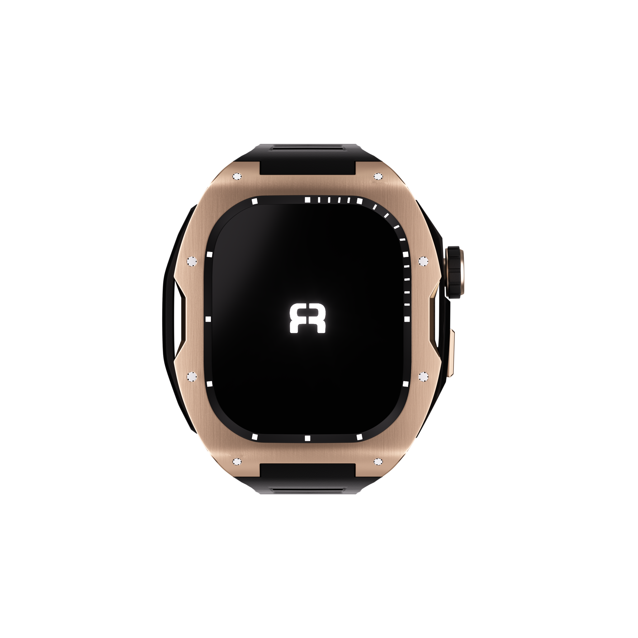 Reqior Boîtier avec bracelet en caoutchouc Apple Watch 45mm (rose or/noir)