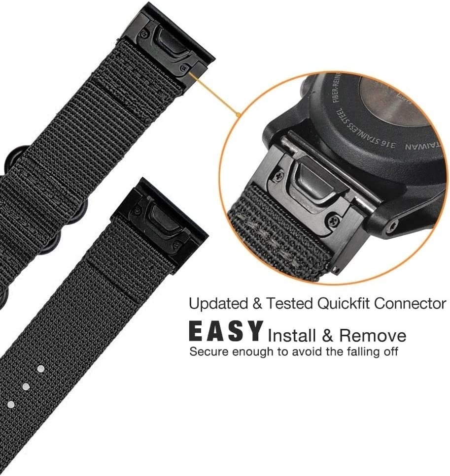 Bracelet nylon avec boucle Garmin Approach S70 - 47mm (noir)