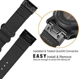 Bracelet nylon á boucle Garmin Instinct 3 - 50mm (noir)