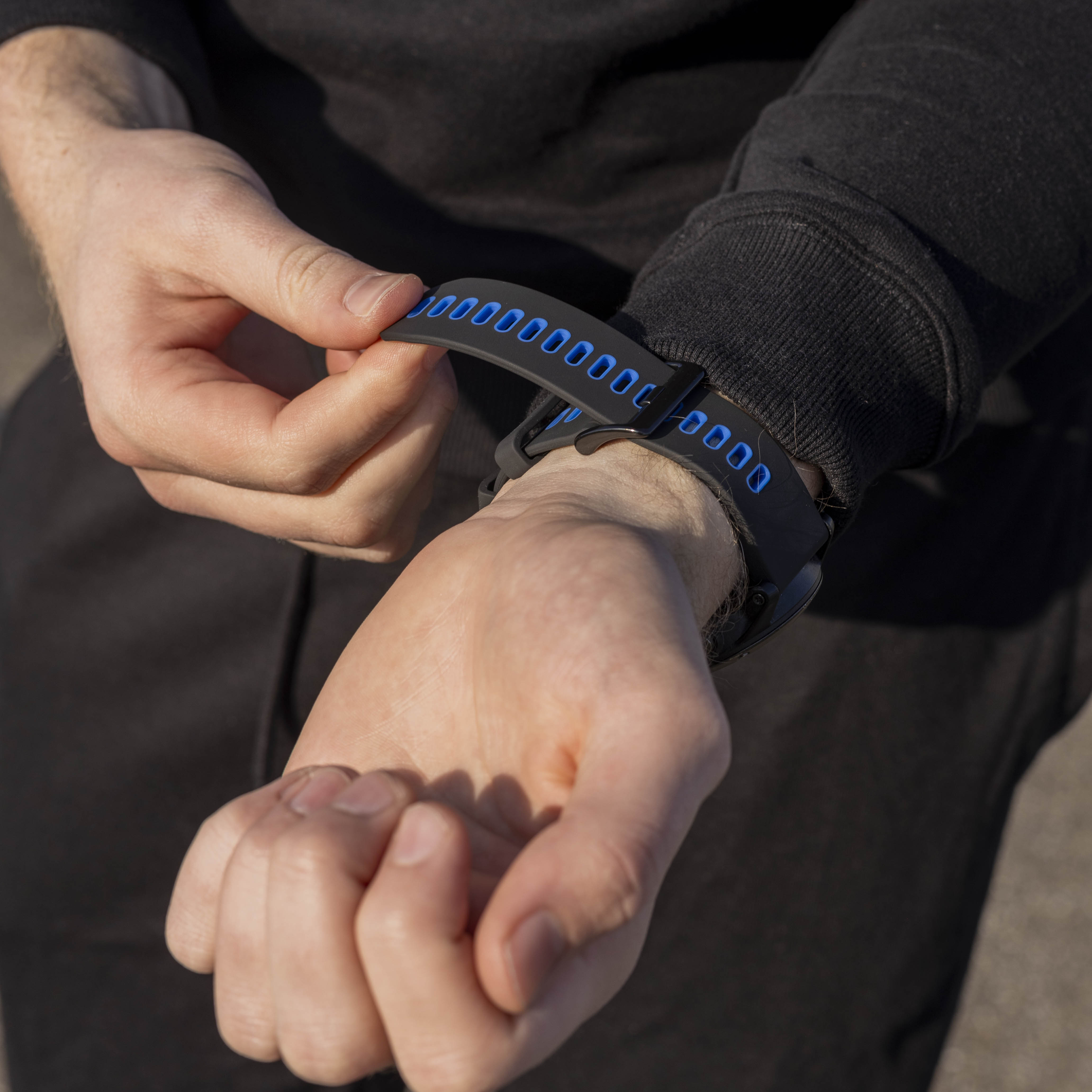 Bracelet à boucle sport Garmin Fenix 5x / 6x (noir/bleu)