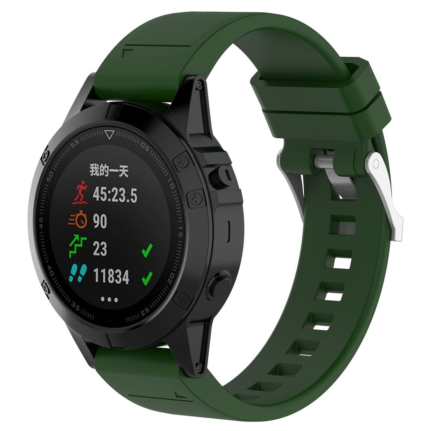 Bracelet silicone brillant Garmin Descent G1 (vert militaire)