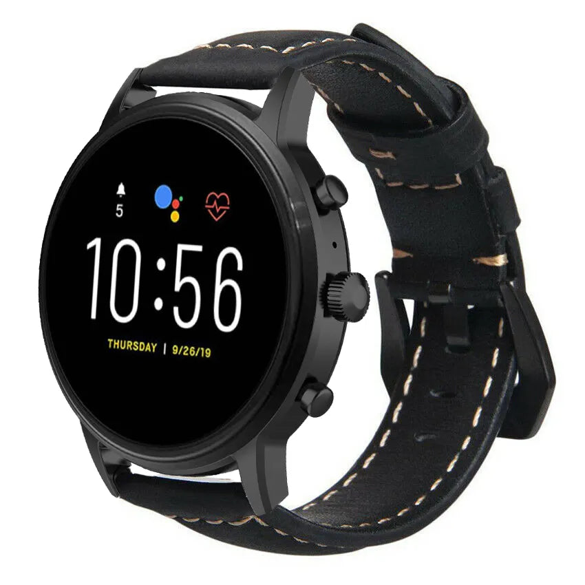 Bracelet cuir Fossil Gen 4 Explorist HR (noir)