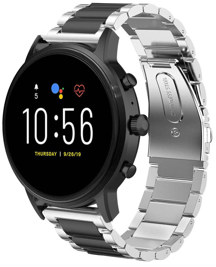 Bracelet acier Fossil Gen 4 Explorist HR (argent/noir)