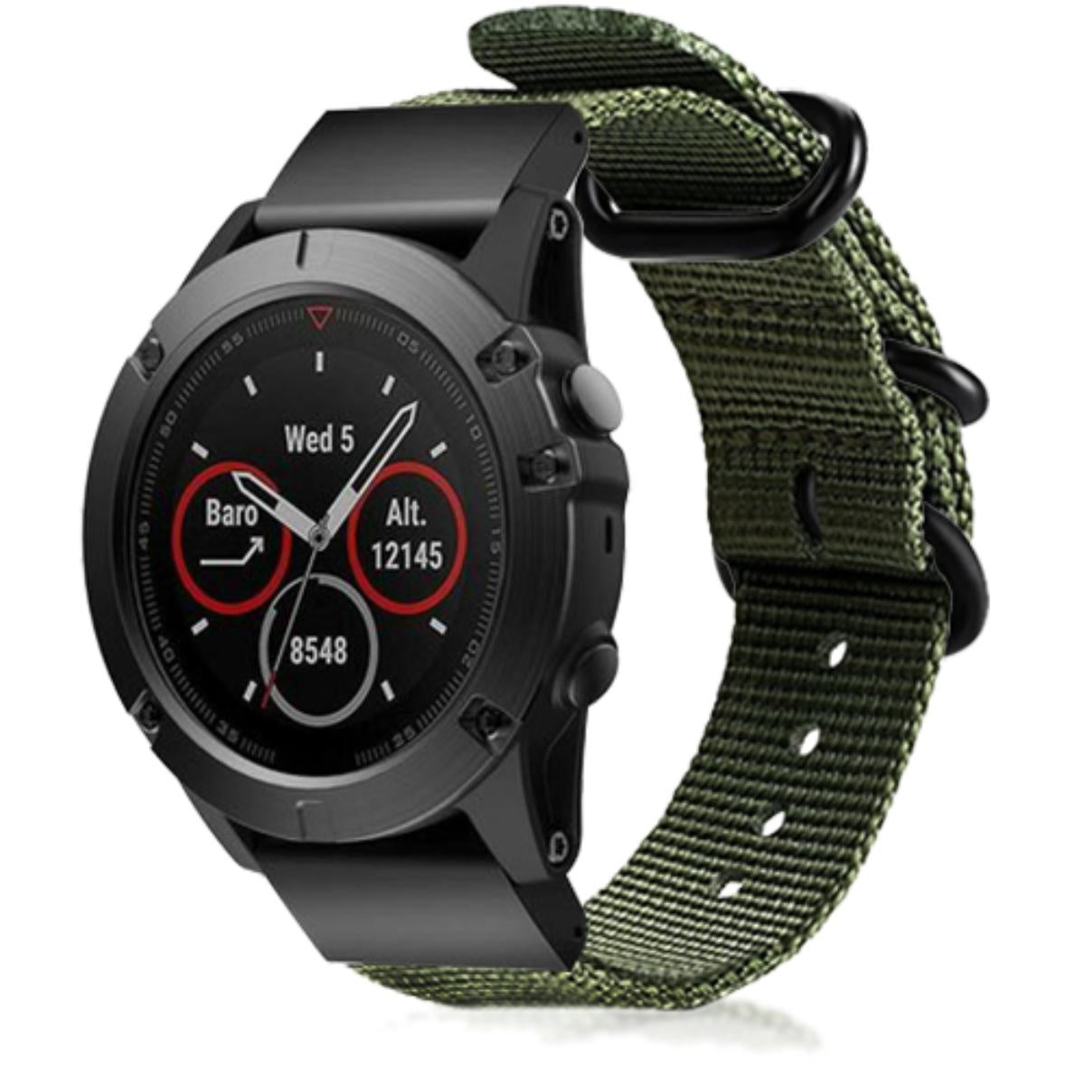 Bracelet nylon avec boucle Garmin Fenix 5/6 (vert)