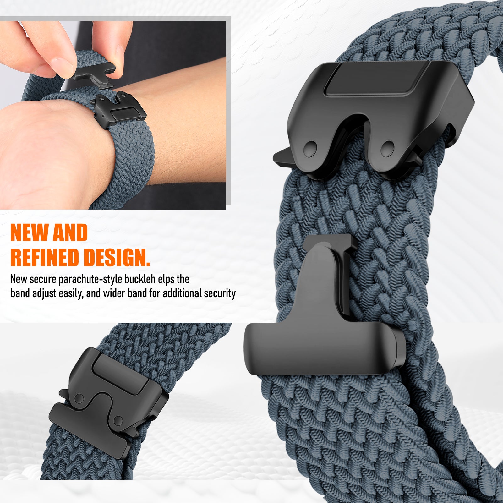 Bracelet tressé à maillons-P Google Pixel Watch 4 - 45mm (bleu-gris)