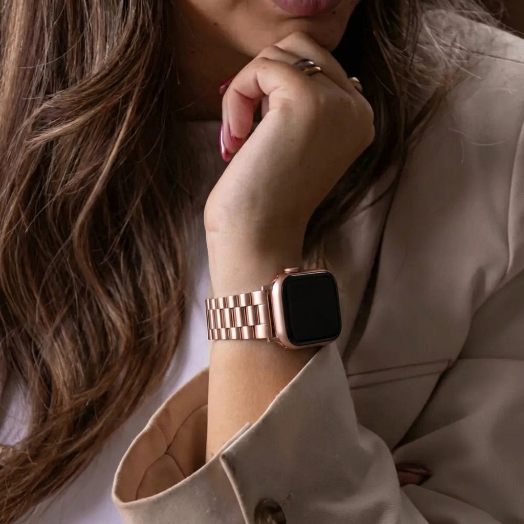 Bracelet acier Apple Watch Présidentiel (or rose)