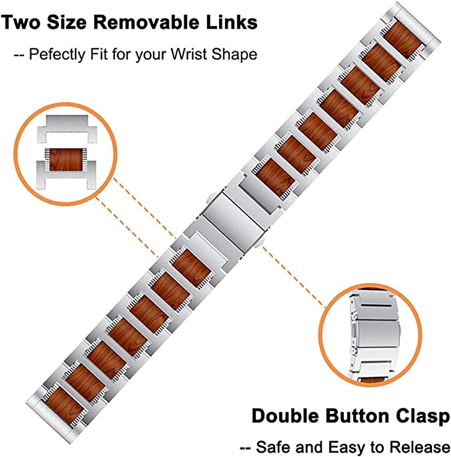 Bracelet bois/acier Coros Apex 2 Pro (argent)