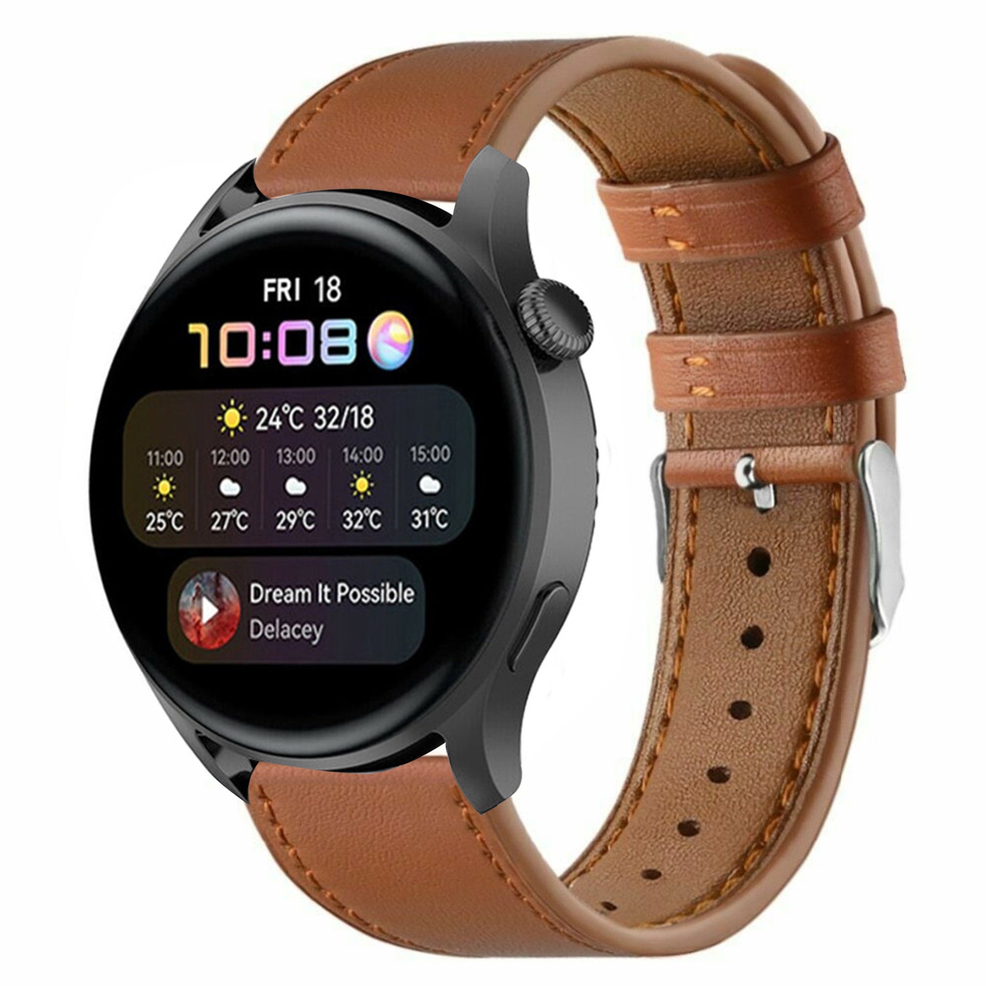 Bracelet cuir moderna Huawei Watch 3 Pro (marron)
