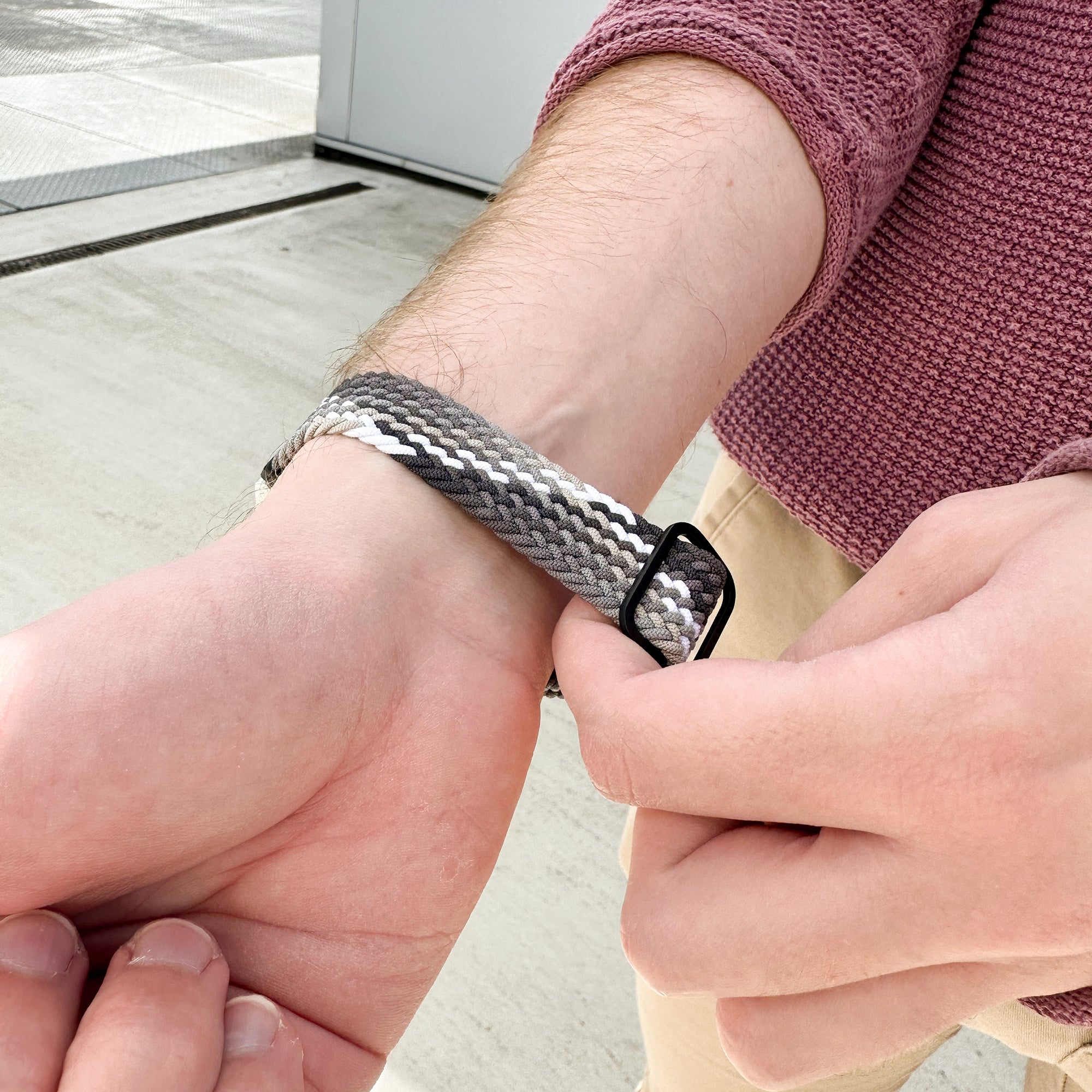 Bracelet tressé réglable Xiaomi Watch S3 (mandala noir)