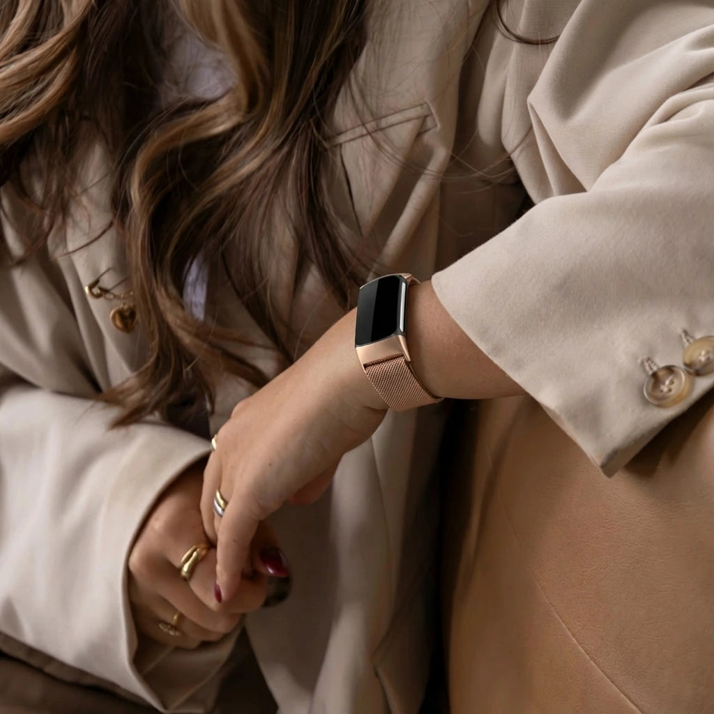 Fitbit Charge 6 Milanese Strap (Rose Gold)
