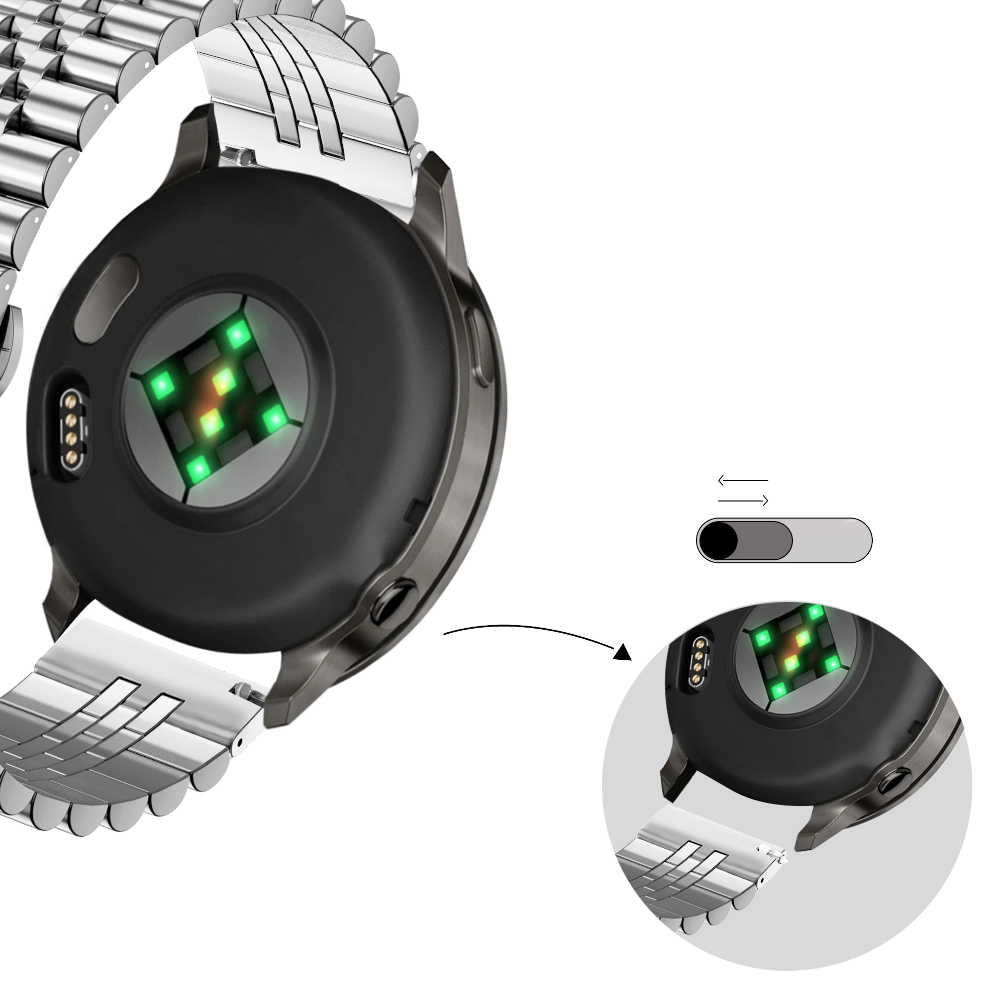 Bandz Bracelet acier 'Jubilee' Garmin Forerunner 265s (argent)