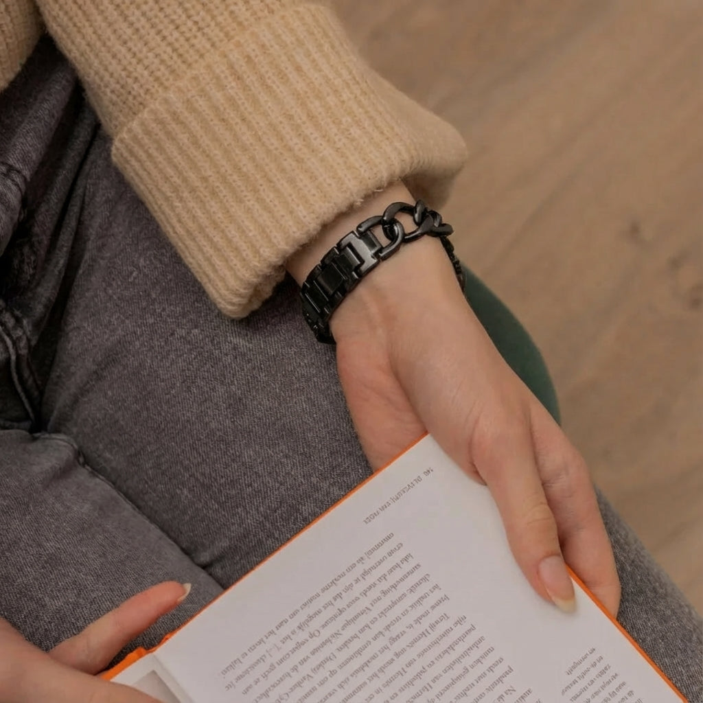 Bracelet chaîne acier Apple Watch (noir)