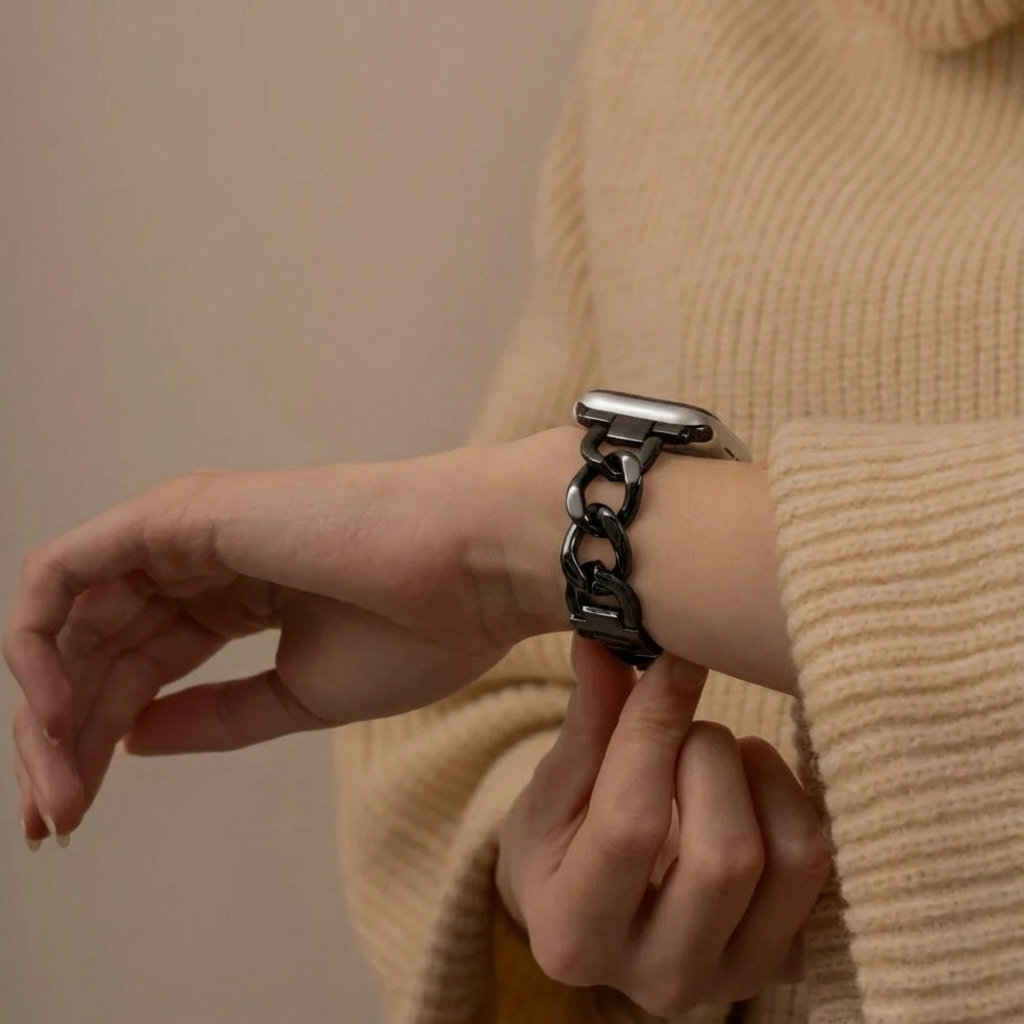 Bracelet chaîne acier Apple Watch (noir)