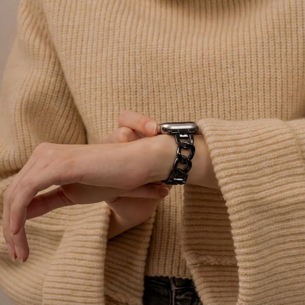 Bracelet chaîne acier Apple Watch (noir)